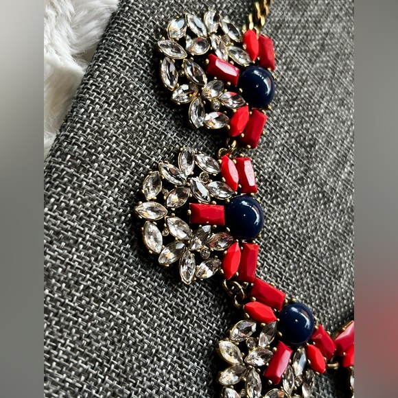 J Crew Statement necklace in red orange pink blue - Picture 3 of 4